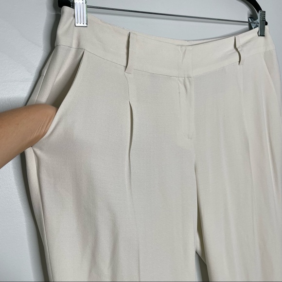 Eileen Fisher System Silk Georgette Crepe Slouchy Ankle Pant In Ivory Size MP - Picture 4 of 9